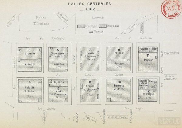 Plan des halles centrales, 1902