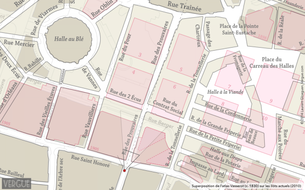 Plan rue des Prouvaires
