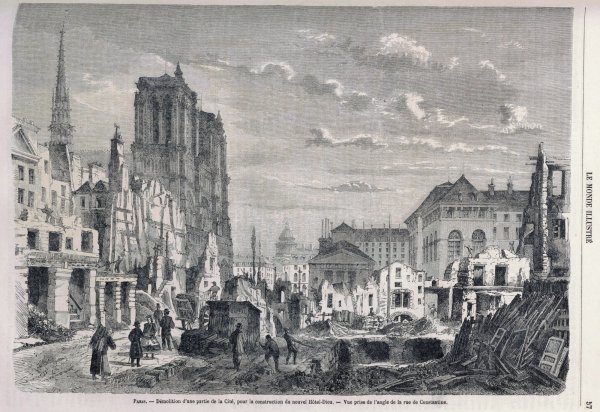 Chantier de démolition, île de la Cité, 1866