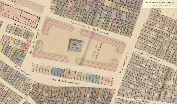 Plan de la place du Marché des Innocents, vers 1830