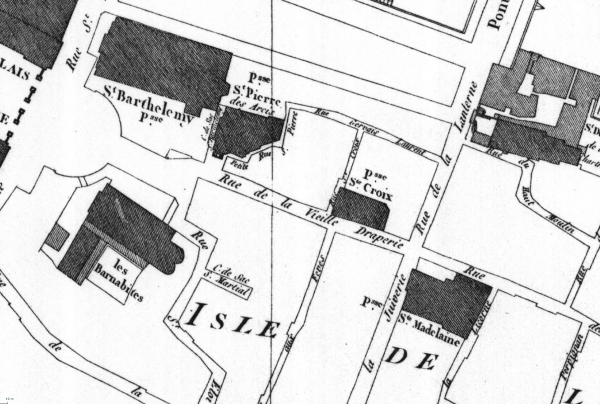 Rue Sainte Croix sur le plan de Verniquet, 1790