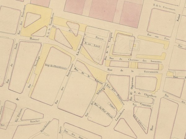 Projet de prolongement de la rue des Halles, vers 1858